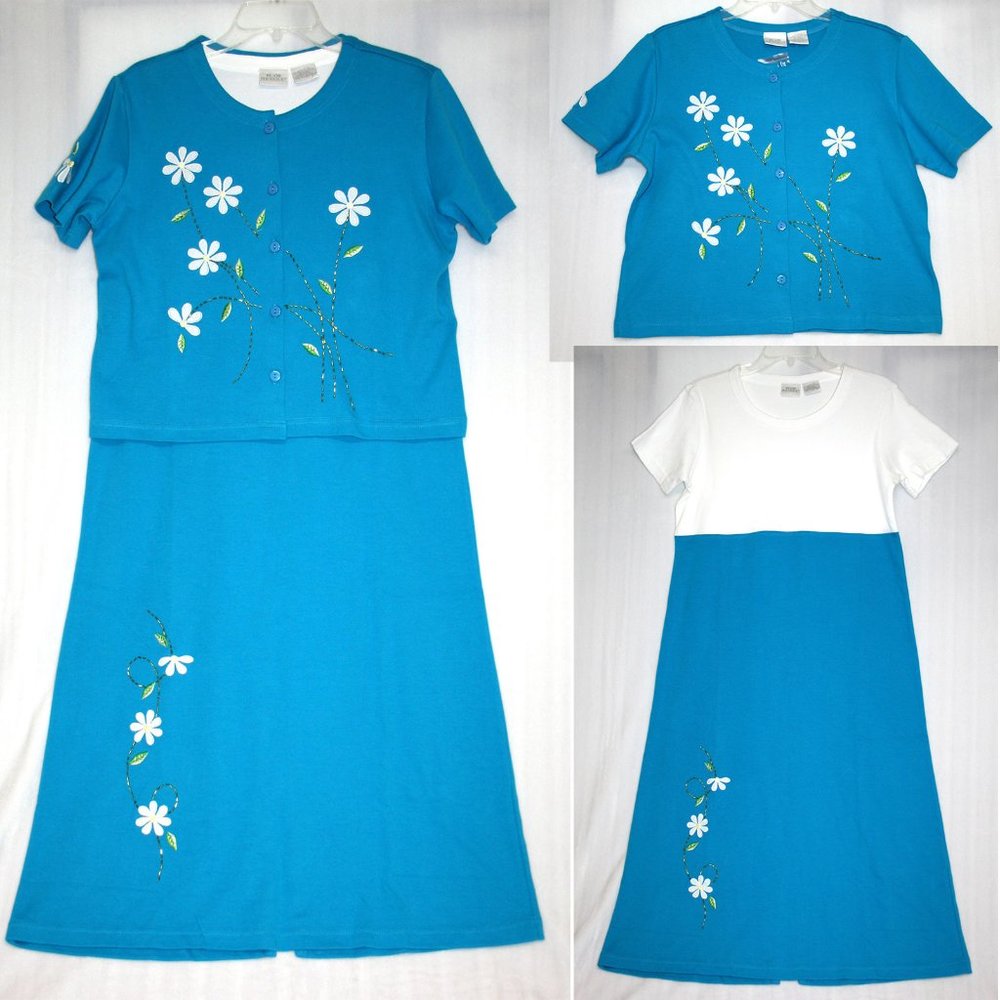 NWOT Sz Small Petite Tall Cotton Beaded 2pce Dress